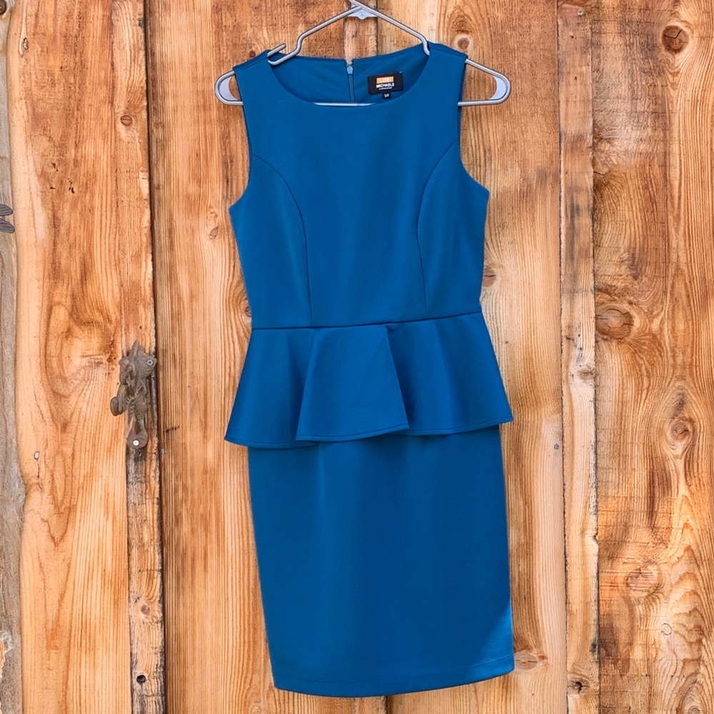 Teal peplum mini dress